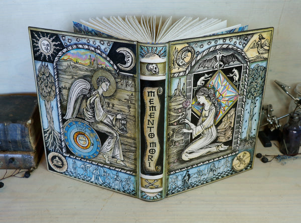 Handpainted Leather Journal / Blank Book with Original Artwork - Memento Mori, One of a Kind