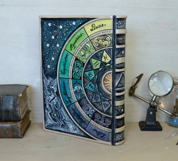 Handpainted Leather Journal - The Zodiac