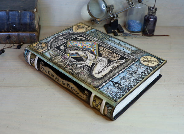 Handpainted Leather Journal / Blank Book with Original Artwork - Memento Mori, One of a Kind