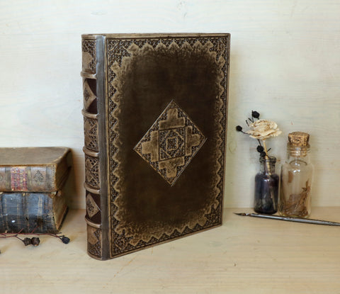 Tooled Leather Journal, Dark Brown Leather - Granny's Secret