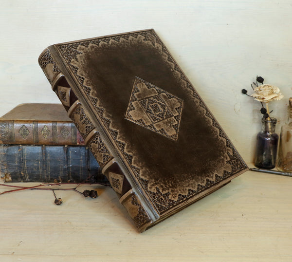 Tooled Leather Journal, Dark Brown Leather - Granny's Secret