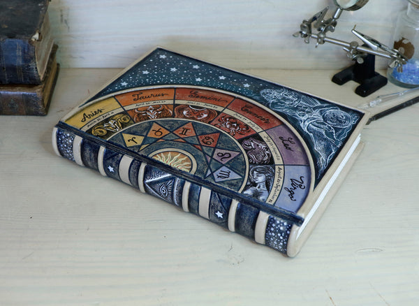 Handpainted Leather Journal - The Zodiac