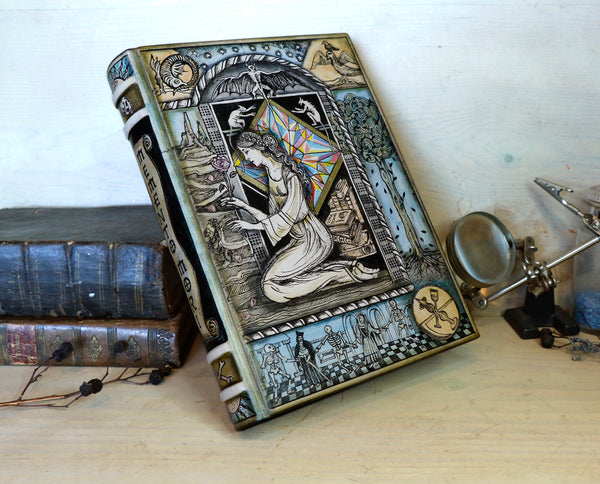 Handpainted Leather Journal / Blank Book with Original Artwork - Memento Mori, One of a Kind