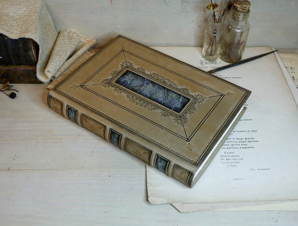 Brown Leather Journal with tooled and hand painted decoration - Cozy Days