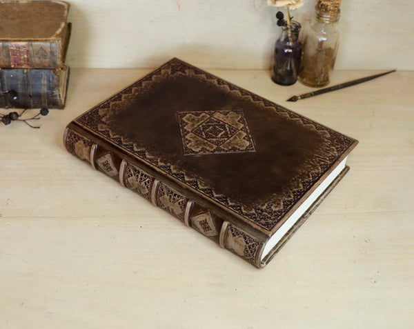 Tooled Leather Journal, Dark Brown Leather - Granny's Secret