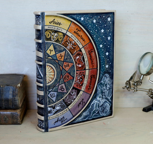 Handpainted Leather Journal - The Zodiac