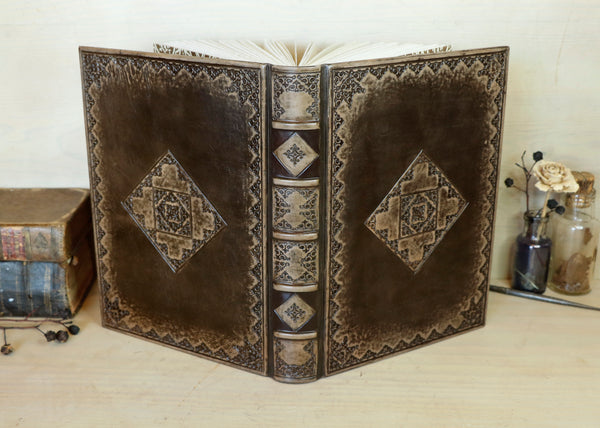 Tooled Leather Journal, Dark Brown Leather - Granny's Secret