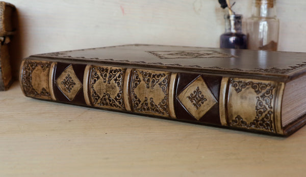 Tooled Leather Journal, Dark Brown Leather - Granny's Secret