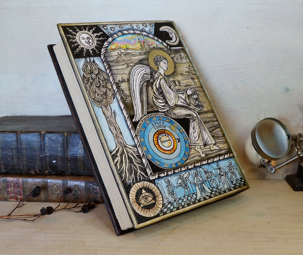 Handpainted Leather Journal / Blank Book with Original Artwork - Memento Mori, One of a Kind