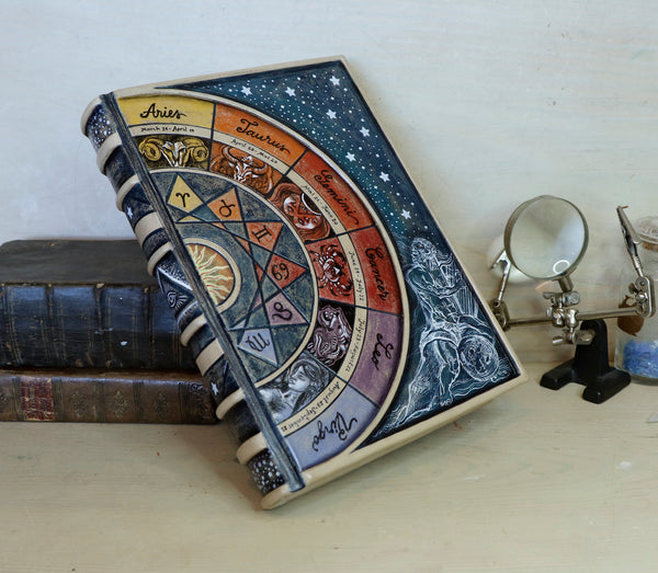 Handpainted Leather Journal - The Zodiac