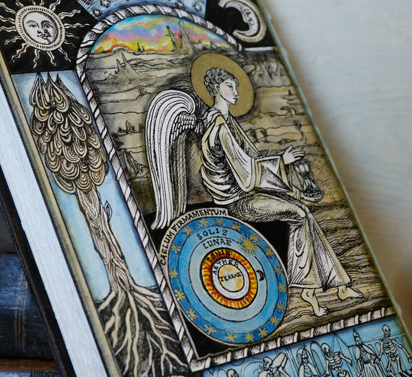 Handpainted Leather Journal / Blank Book with Original Artwork - Memento Mori, One of a Kind