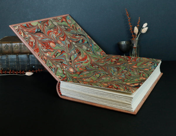 Dusty Pink Leather Journal with floral decoration. Echoes in Bloom. One of a kind