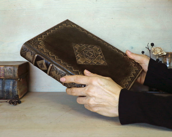 Tooled Leather Journal, Dark Brown Leather - Granny's Secret