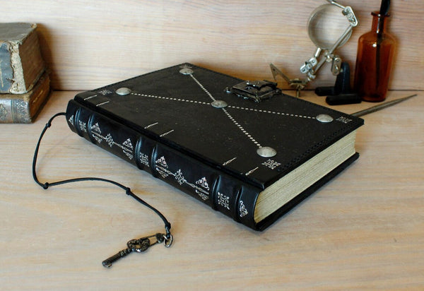 Journal with Lock and Key, Black Leather - "The Magic Book"