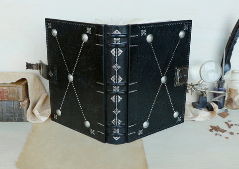 Journal with Lock and Key, Black Leather - "The Magic Book"